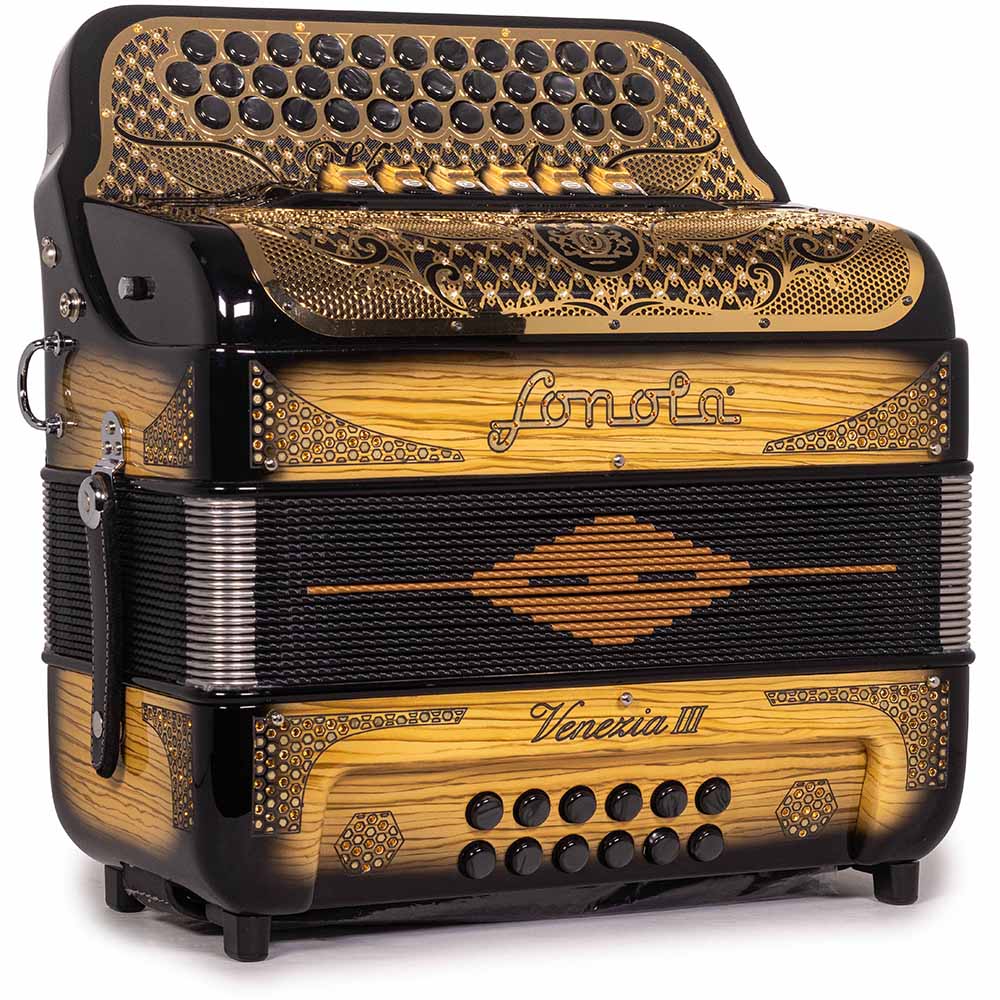 Sonola Venezia III Accordion 6 Switch FE Black with Wood Texture and Gold